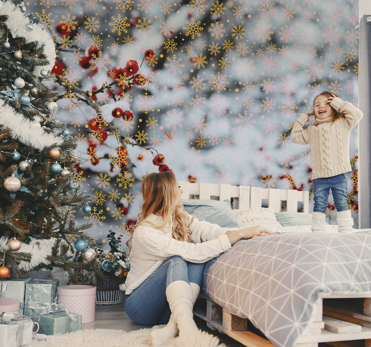 Christmas wall mural festive winter scenes - TenStickers