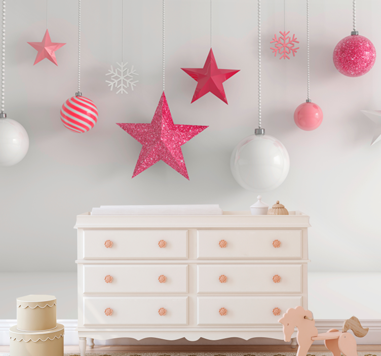 Christmas wall mural hanging holiday ornaments - TenStickers