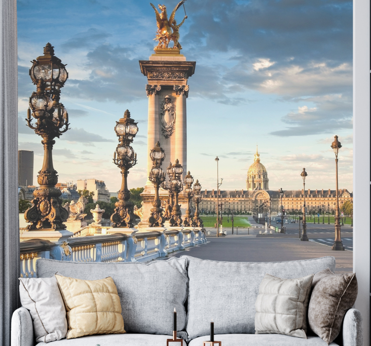 City wall mural alexander iii bridge art - TenStickers