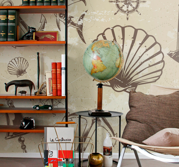 City wall mural coastal nautical design - TenStickers