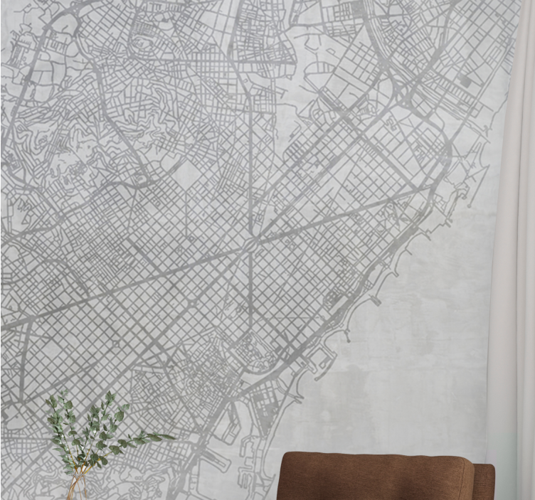 City wall mural detailed city map - TenStickers