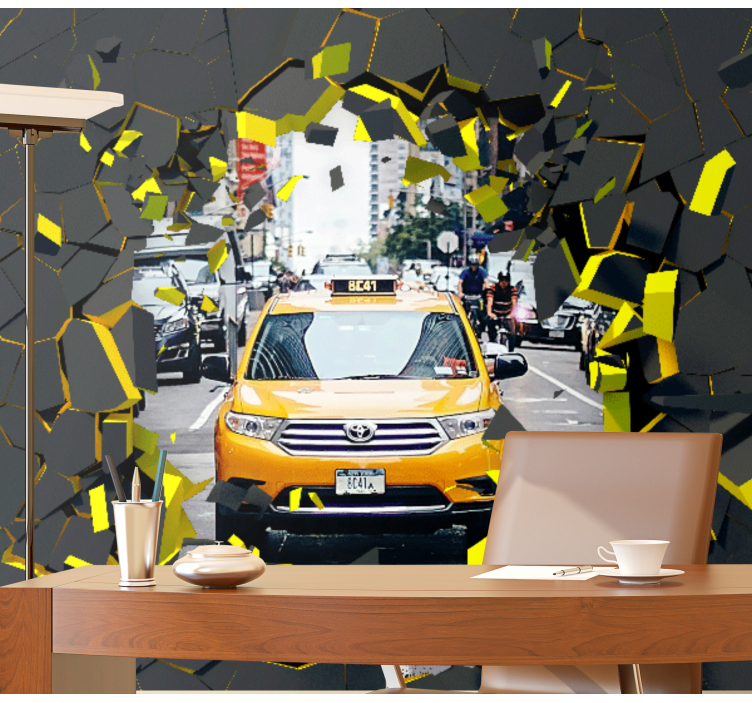 City wall mural new york yellow cab - TenStickers