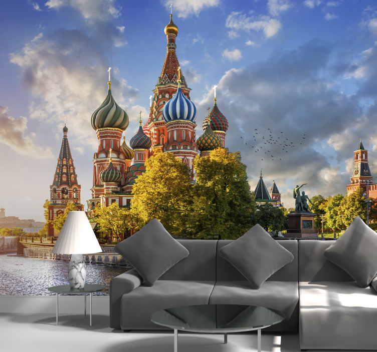 City wall mural saint basil's cathedral - TenStickers