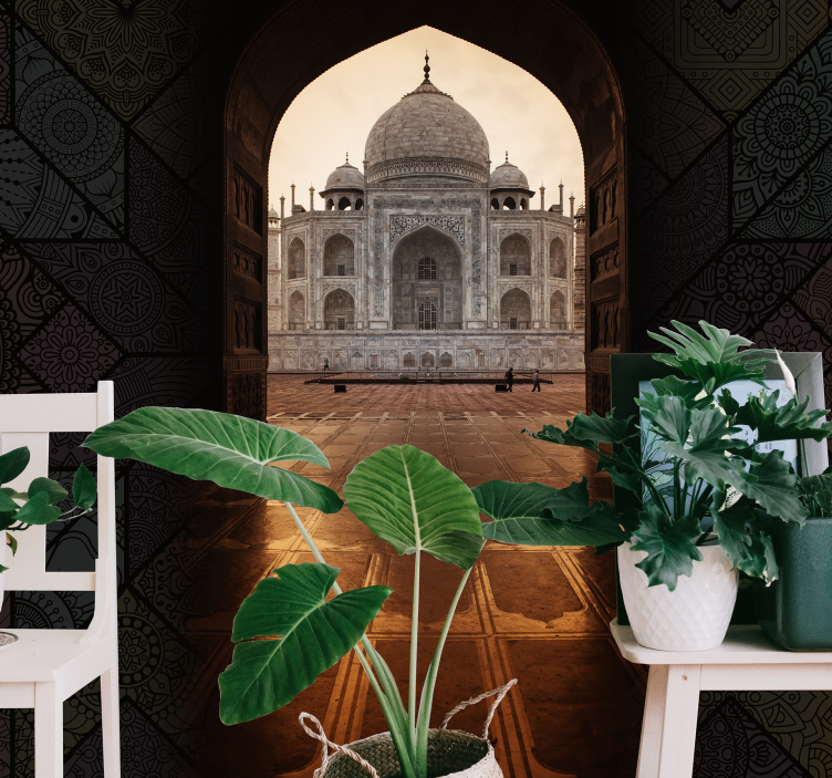 City wall mural taj mahal perspective - TenStickers