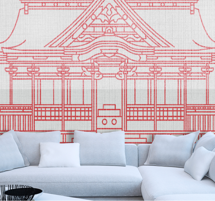 City wall mural traditional japanese architecture - TenStickers