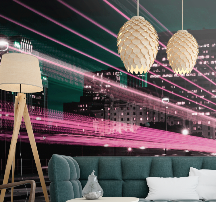 City wall mural urban skyline surge - TenStickers
