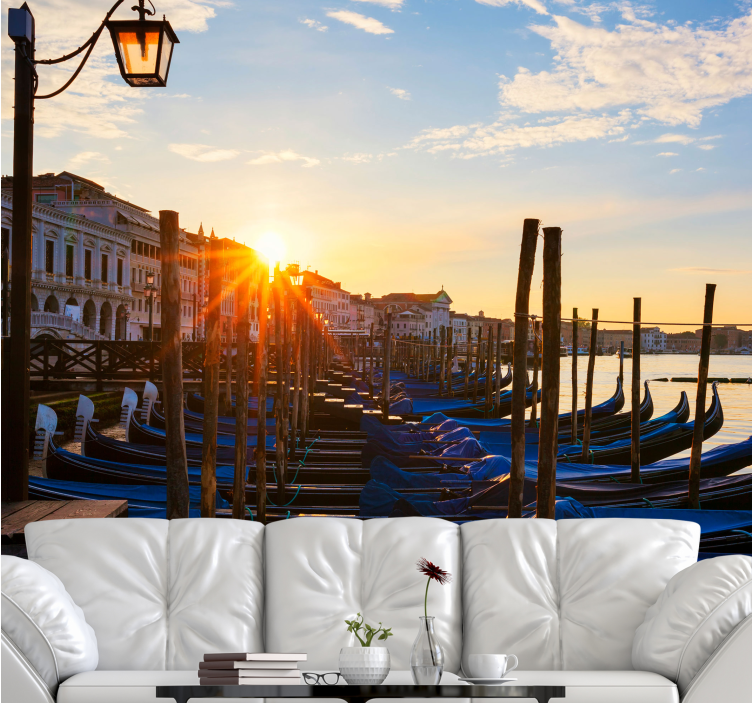 City wall mural venetian sunset scene - TenStickers