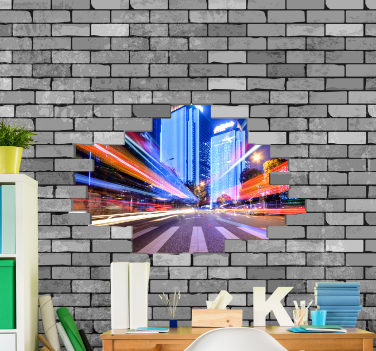 City wall mural vibrant urban landscape - TenStickers