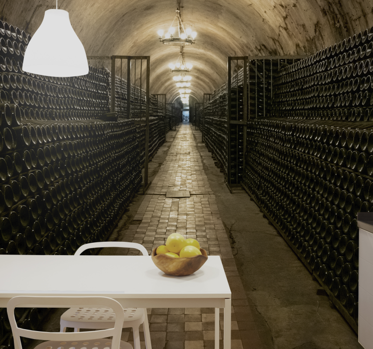 City wall mural wine cellar aisle - TenStickers