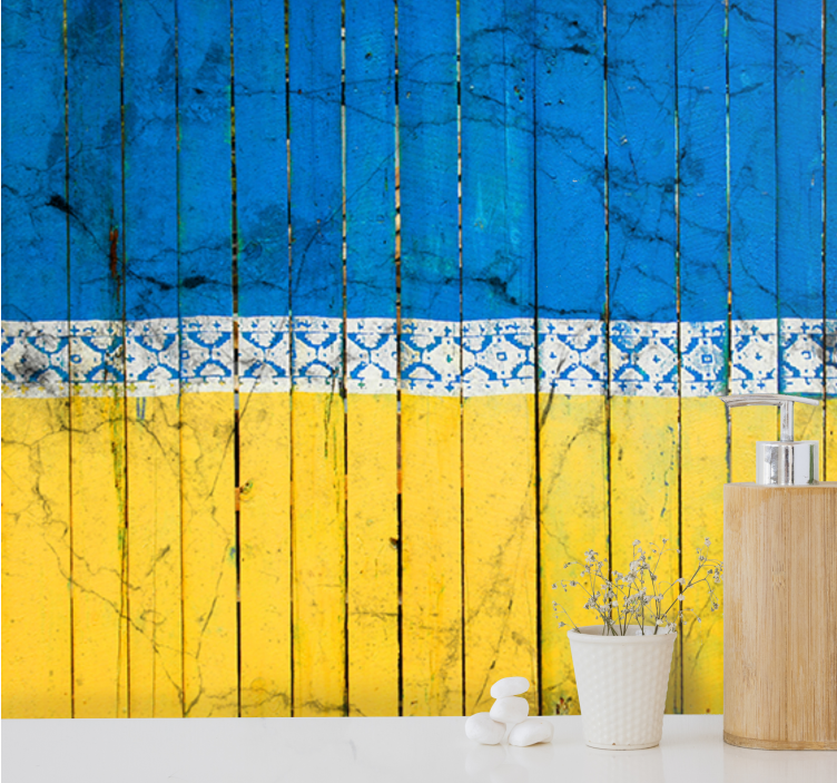 City wall mural wooden plank design - TenStickers