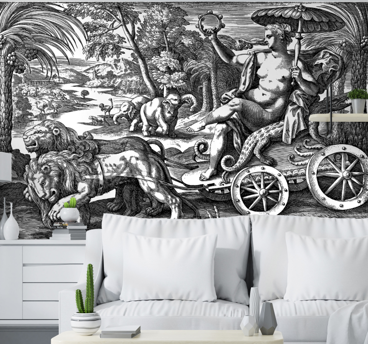 Classic art wall mural majestic lion chariot - TenStickers
