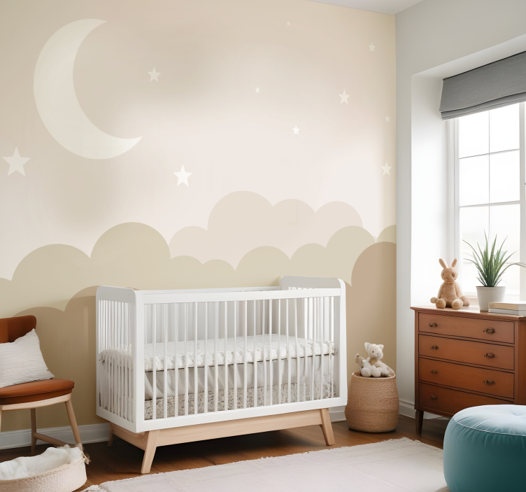 Clouds with stars nursery wall mural - TenStickers