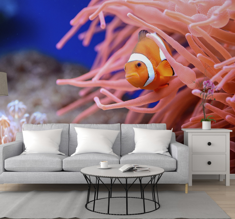 Animals wall mural clownfish among anemones - TenStickers