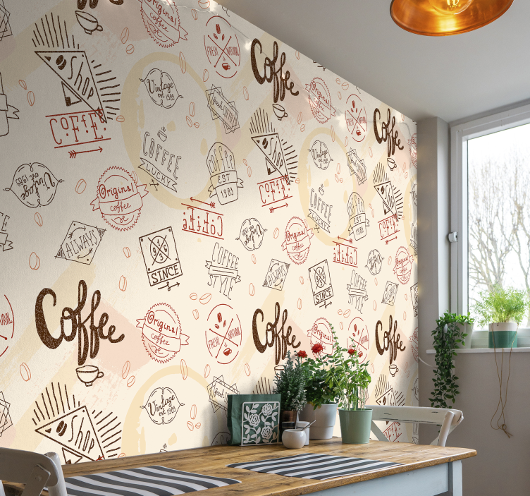 Coffee Sketches Collage wall mural kitchen - TenStickers