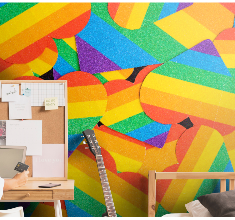 Colorful Heart Patterns romantic wall mural - TenStickers