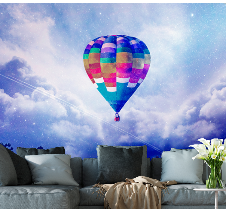 Colorful Hot Air Balloon sky wall mural - TenStickers