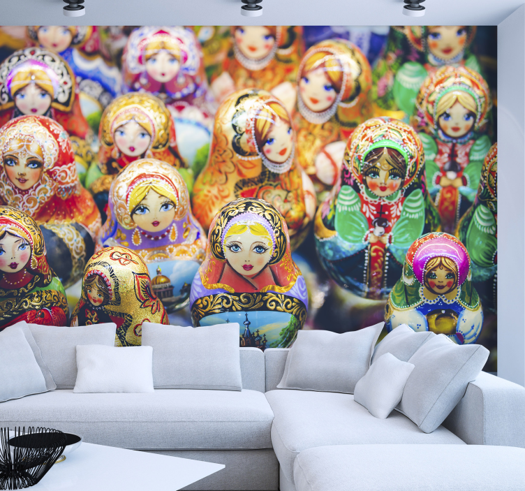 Colorful matryoshka dolls people wall mural - TenStickers