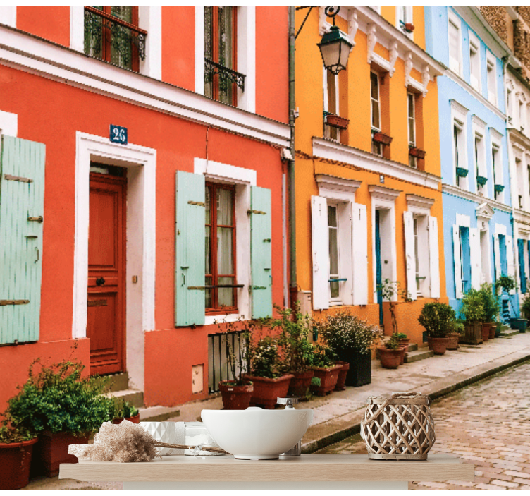 Colorful Parisian Facades city wall mural - TenStickers