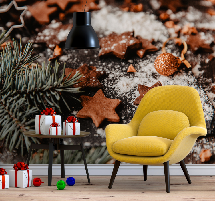 Cookies on wooden table Christmas wall mural - TenStickers