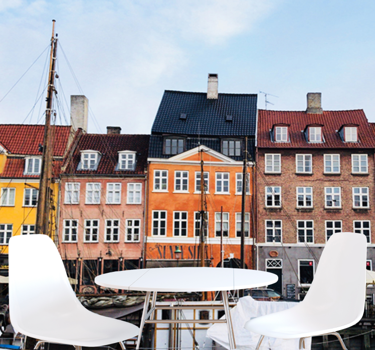 Copenhagen canal view city wall mural - TenStickers