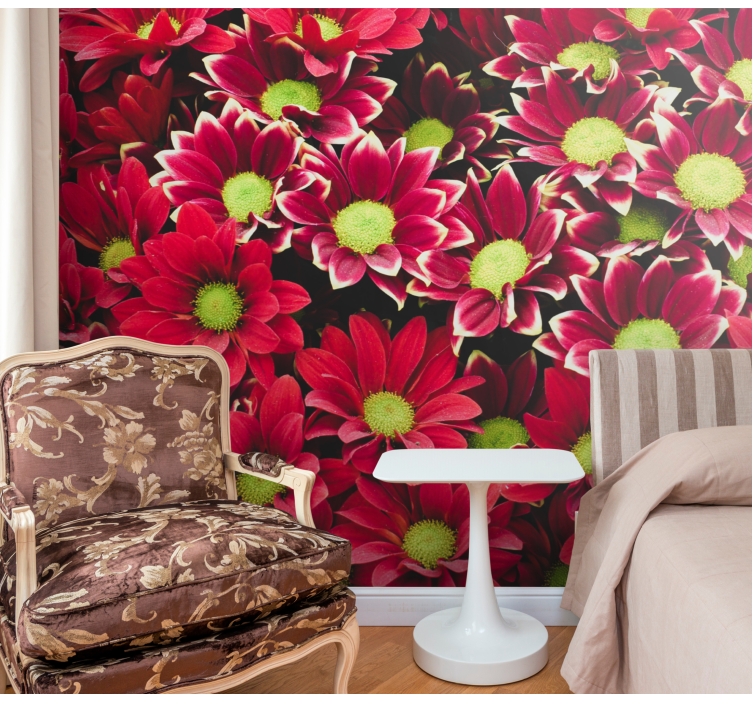 Crimson blossom composition flower wall mural - TenStickers