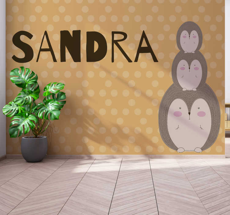 Cute Stacked Hedgehogs childrens wall mural - TenStickers