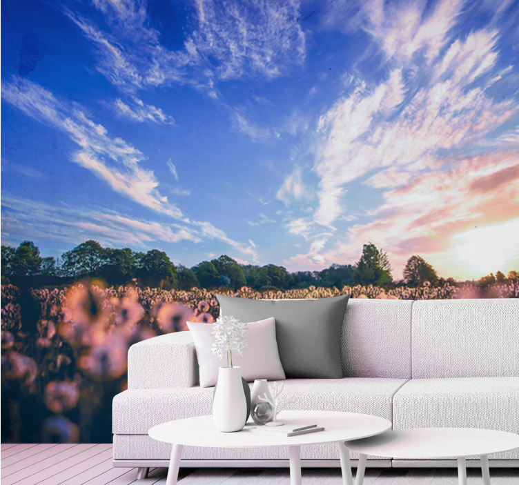 Dandelion field serenity flower wall mural - TenStickers