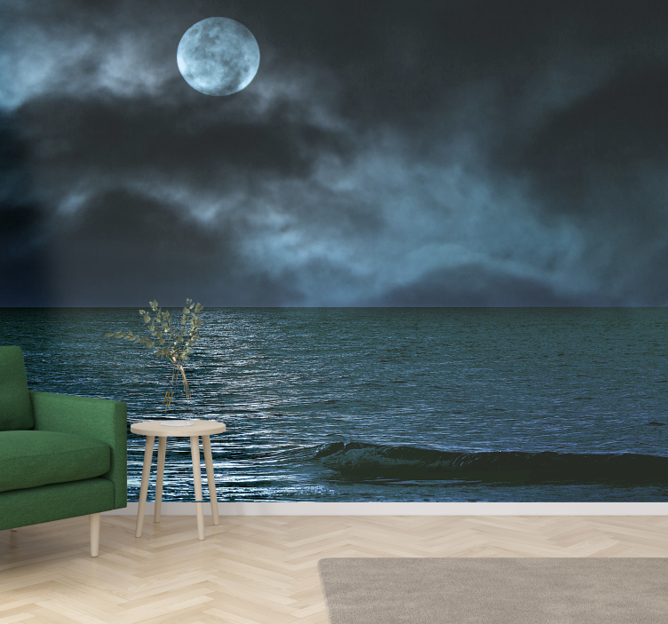 Dark Full Moon sea wall mural - TenStickers