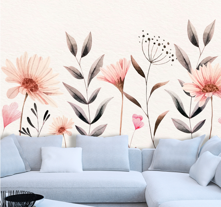 Delicate beige arrangement flower wall mural - TenStickers
