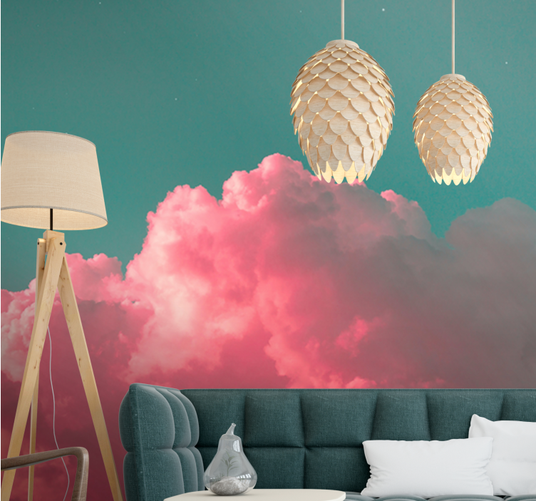 Dreamy pink clouds sky wall mural - TenStickers