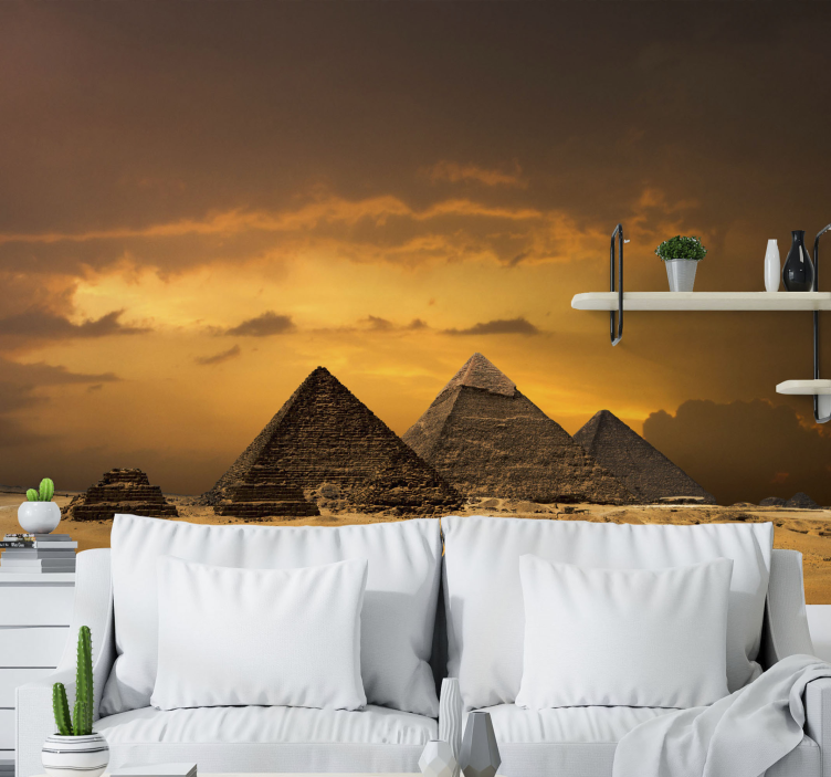 Egyptian Pyramids Sunset city wall mural - TenStickers