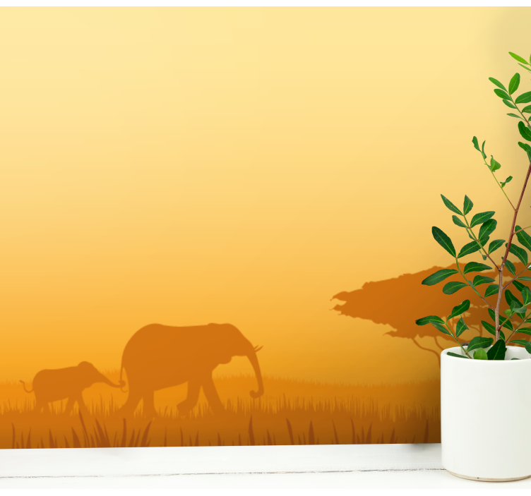 Elephants on Safari animals wall mural - TenStickers