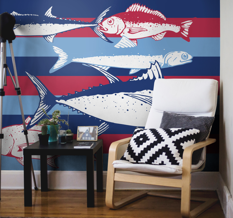 Animals wall mural fish pattern design - TenStickers