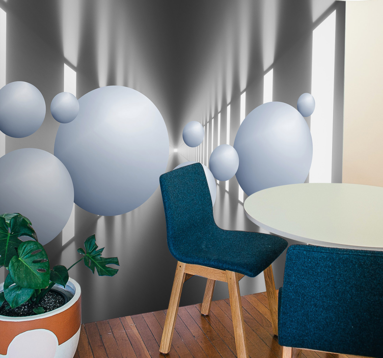 Floating Spheres Arrangement wall mural 3d - TenStickers