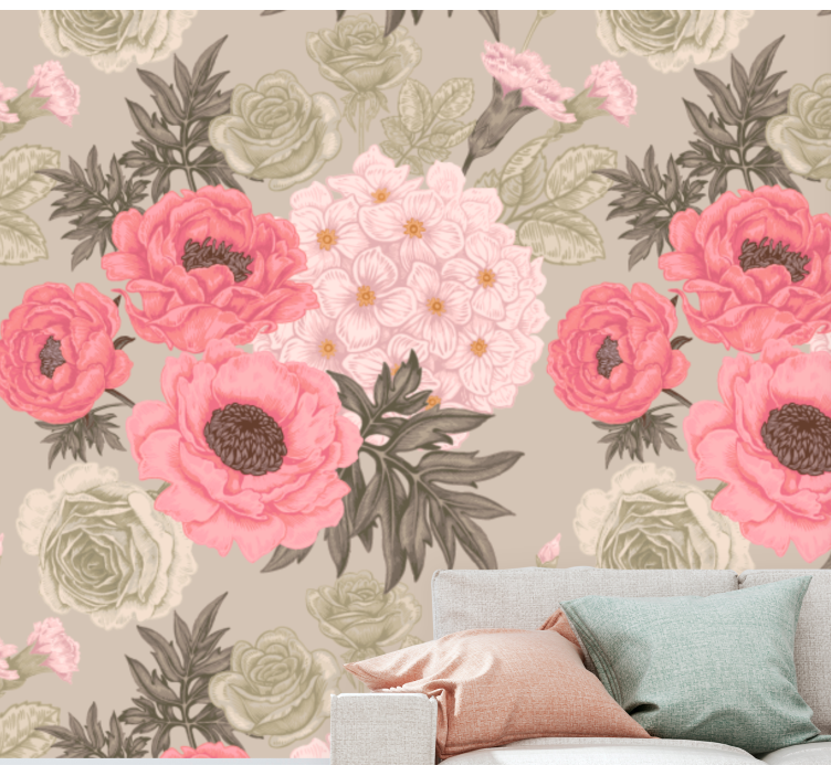 Flower wall mural blooming floral arrangement - TenStickers