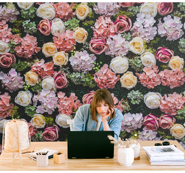 Flower wall mural blooming rose details - TenStickers