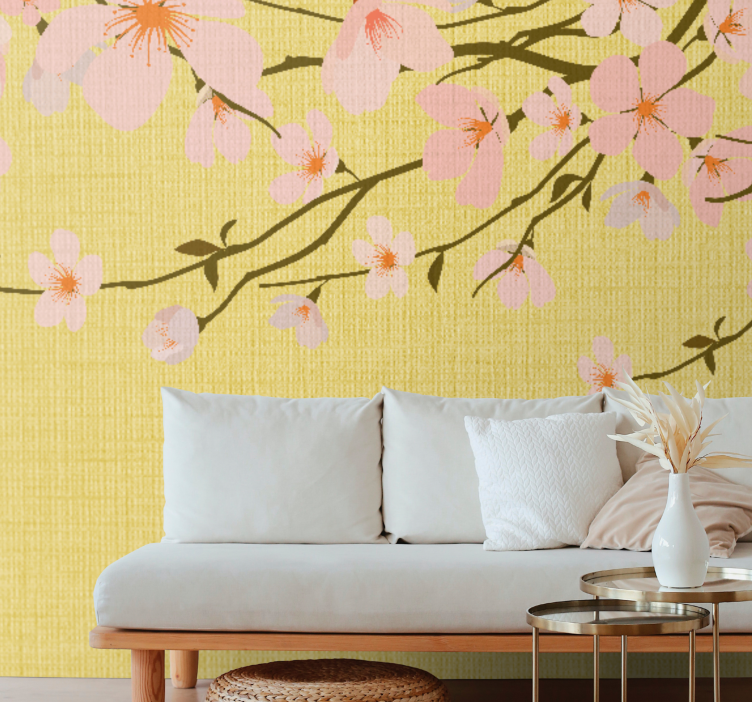 Flower wall mural blossoming cherry branches - TenStickers