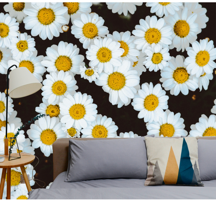 Flower wall mural chamomile floral design - TenStickers