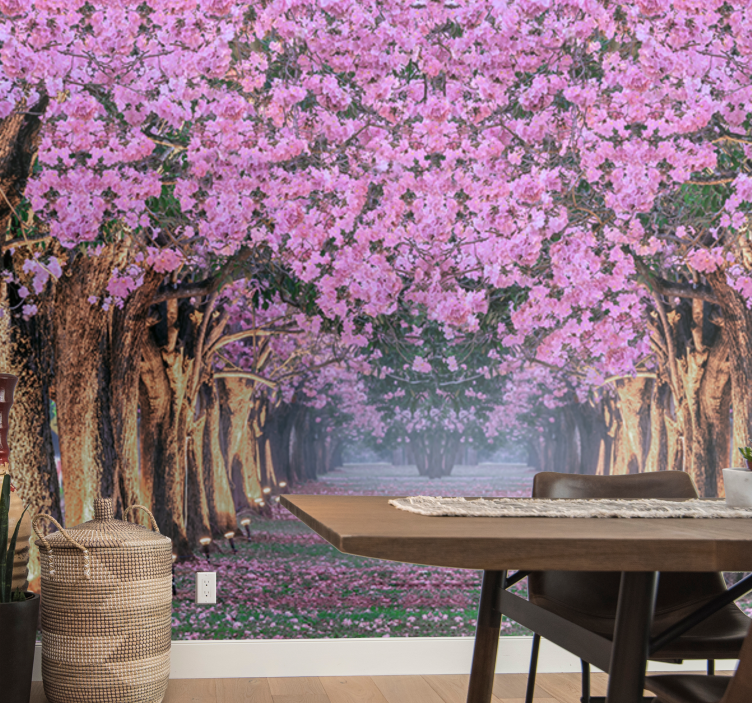 Flower wall mural cherry blossom path - TenStickers