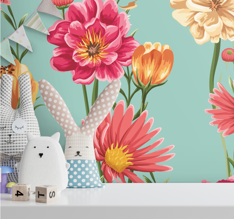 Flower wall mural colorful floral arrangement - TenStickers