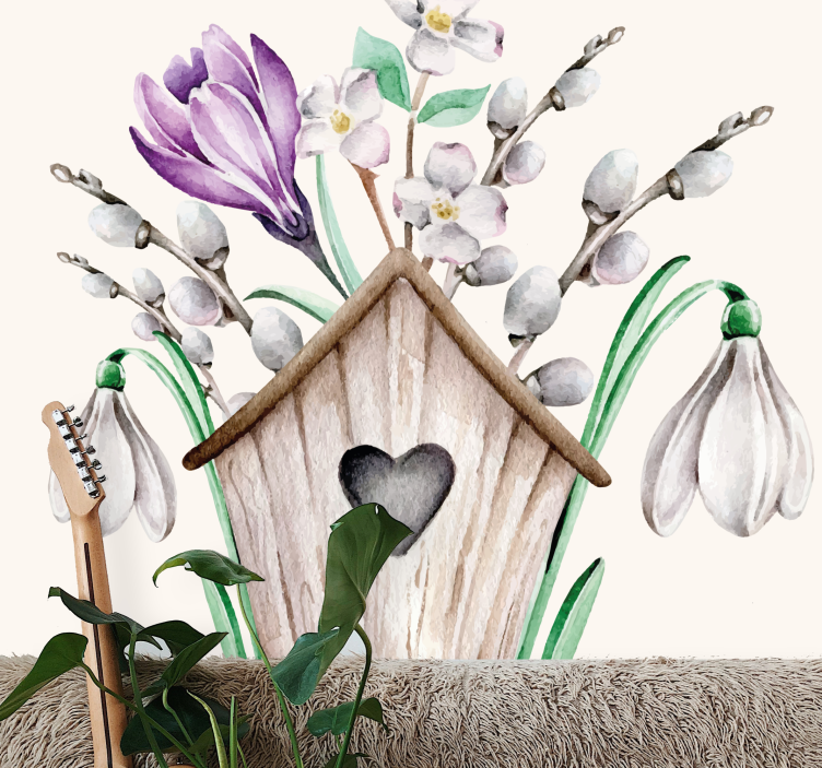 Flower wall mural cottage floral design - TenStickers