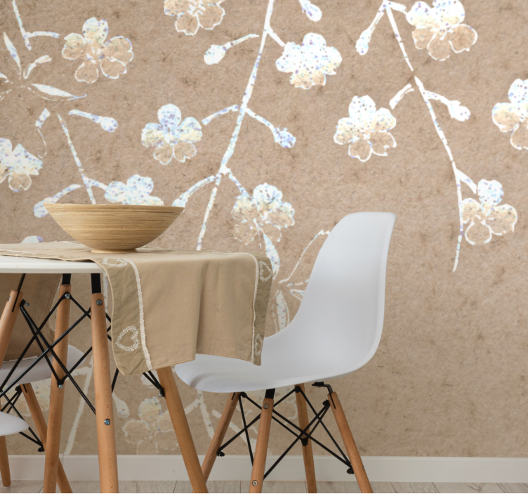 Flower wall mural delicate floral branches - TenStickers