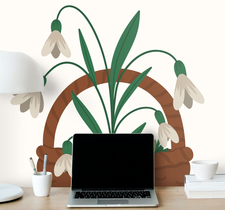 Flower wall mural delicate snowdrop blooms - TenStickers