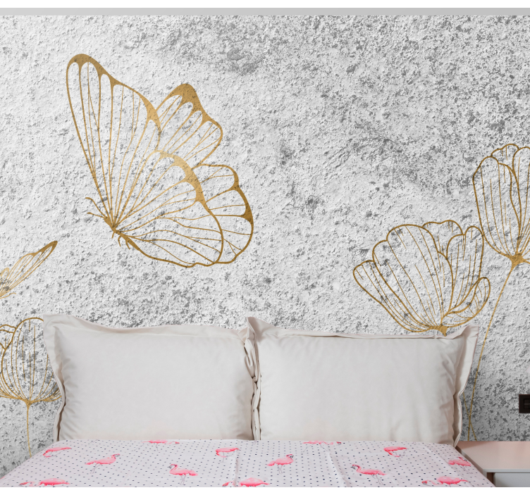 Flower wall mural elegant butterfly design - TenStickers
