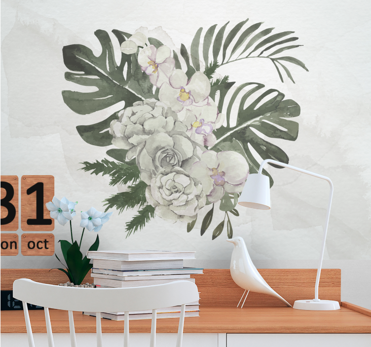 Flower wall mural elegant floral arrangement - TenStickers
