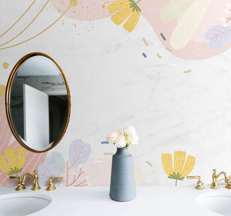 Flower wall mural floral pattern accents - TenStickers