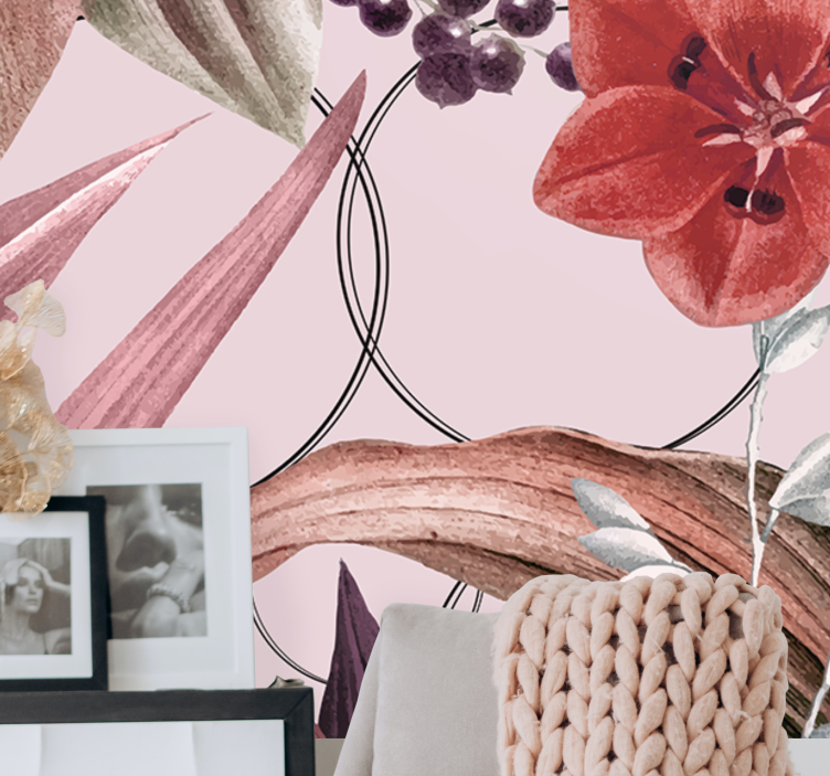 Flower wall mural flower patterns design - TenStickers