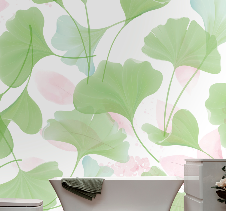 Flower wall mural gingko leaf design - TenStickers