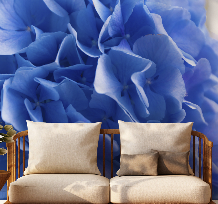 Flower wall mural hydrangea blue blossoms - TenStickers