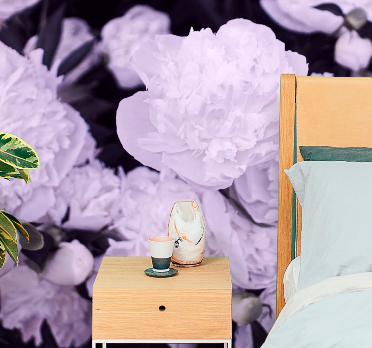 Flower wall mural lavender peony blossoms - TenStickers